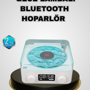 Bluetooth Hoparlörlü Gece Lambası Dijital Saat Ekranlı Su Dalgası Efektli Dekoratif