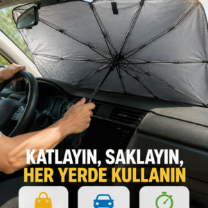 Dayanıklı UPE Alaşımlı Şemsiye Tipi Araç Güneşliği - Kolay Katlanır Yeni Nesil