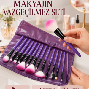 Doğal Görünüm Sağlayan Yumuşak Kıllı 12 Parça Makyaj Fırça Seti Günlük ve Profesyonel Kullanıma Uygun