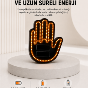 Pilli Led Işık Araç Camı İçin Uzaktan Kumandalı El Simgesi