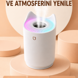 Hava Nemlendirici Buhar Makinesi Aromaterapi LED Işıklı Oda Nemlendirici