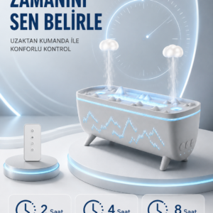 Uzaktan Kumandalı Aroma Difüzörü Sessiz Hava Nemlendirici Alev Efektli 2 4 8 Saat Zamanlayıcılı