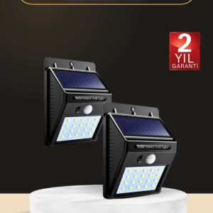 Bahçe Aydınlatma Sensörlü Güneş Enerjili Duvar Lambası 40 Led Işık