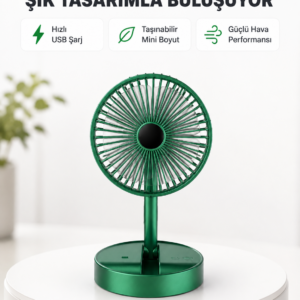 Katlanabilir Mini Fan – 3 Kademeli Soğutma, Şarjlı