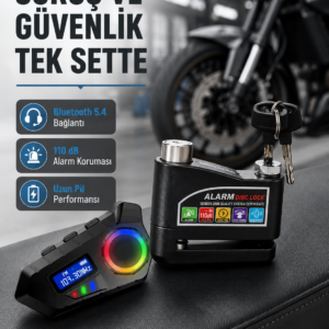 Bluetooth 5.4 İntercom ve Alarmlı Disk Kilidi Seti Güçlü Ses ve Güvenlik