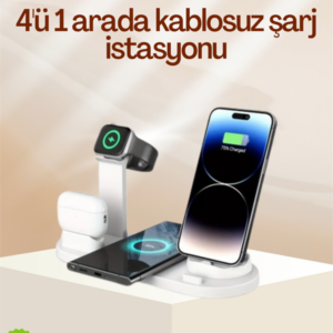 4 Cihazı Aynı Anda Şarj Edebilen Kablosuz Şarj İstasyonu Çok Yönlü ve Pratik Tasarım