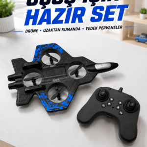 Savaş Jeti Görünümlü Drone 2.4G Kumandalı Jiroskoplu 360° Akrobatik Takla Yedek Pervaneli