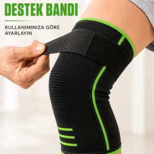 Ayarlanabilir Bantlı Spor Dizlik Nefes Alabilen Esnek Diz Destekleyici Siyah Yeşil
