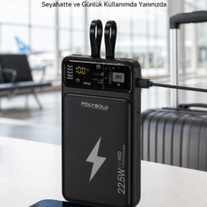 Powerbank Dahili Ekranlı 10000 mAh Çift Kablolu Yeni Nesil