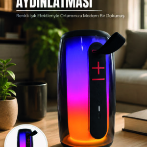 Bluetooth 5.3 RGB LED Işıklı Taşınabilir Hoparlör USB TF Kart AUX Destekli