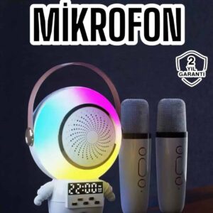 Çift Mikrofonlu Karaoke Mikrofon Bluetooth Bağlantılı Dijital Göstergeli
