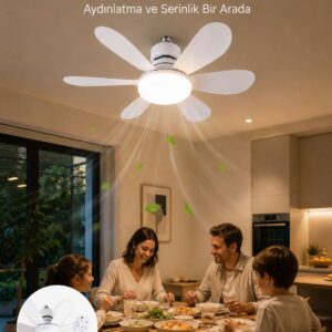 Ayarlanabilir Parlaklık Özellikli LED Tavan Vantilatörü Süper Sessiz Motor Teknolojisi ve Güçlü Hava Akışı