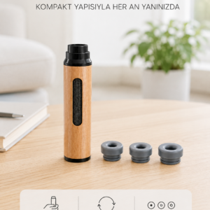 Ahşap Görünümlü Mini Küllük Taşınabilir Kompakt Tasarım 3 Farklı Uç Seçeneği