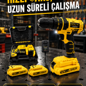 Ev ve Atölye İçin 12V Akülü Matkap | Plastik Mandren ve Metal Şanzıman