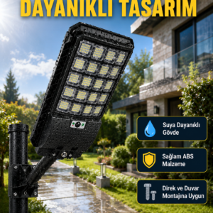 Güneş Enerjili Dış Mekan LED Lambası Geniş Aydınlatma Açılı Akıllı Sokak Lambası