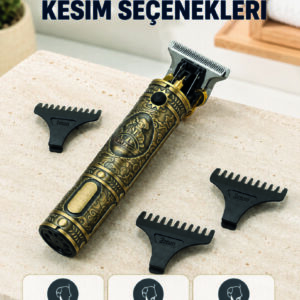 Profesyonel Saç ve Sakal Tıraş Makinesi 1500 mAh Bataryalı 1 2 3 mm Taraklı