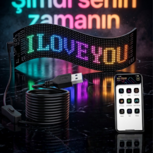 60 cm LED Matrix Panel 16x96 Piksel Bluetooth Kontrollü RGB Kayan Yazı Ekranı