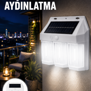 PIR Sensörlü Solar Lamba – Otomatik Şarj ve Gece Aydınlatma Yeni Nesil