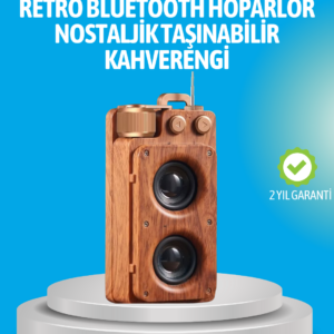 Retro Bluetooth Hoparlör Ahşap Görünümlü 5W Çift Stereo Ses