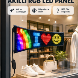 RGB LED Panel – USB Güç Girişli, GIF ve Yazı Gösterimli Akıllı Ekran