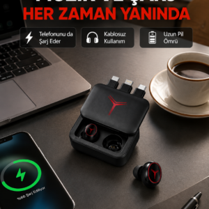 Powerbank Özellikli Bluetooth Kablosuz Kulaklık – Dokunmatik Kontrol, Uzun Pil Ömrü, Ergonomik Tasarım