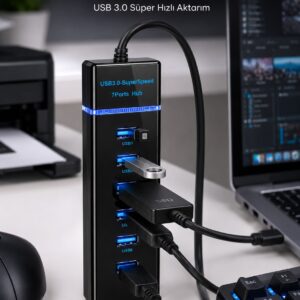 USB Hub 7 Port USB 3.0 Çoklayıcı Windows Uyumlu