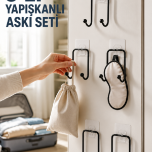 5 Adet Yapışkanlı Askı Çok Amaçlı Mutfak Banyo Düzenleyici Askılık