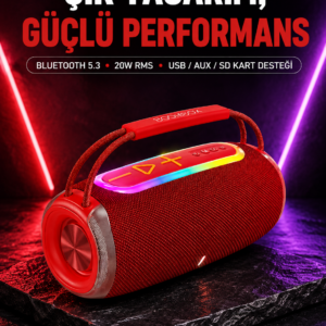 RGB LED Işıklı 20W Taşınabilir Bluetooth Hoparlör IPX6 Suya Dayanıklı