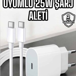 İOS Uyumlu Type-C Girişli Hızlı Şarj 15/15 Pro Max Adaptör ve Kablosu