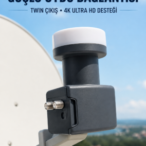 4K Ultra HD Twin LNB Çift Uydu Çıkışlı Ku Band Çanak Anten LNB 0.1 dB