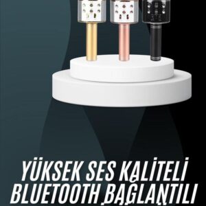 Karaoke Mikrofon Bluetooth Bağlantılı Aux Girişli Uzun Pil Ömrü Yüksek Ses Kaliteli
