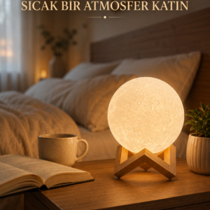 Dekoratif 3D Ay Işığı Masa Lambası Hediyelik Atmosfer Aydınlatması