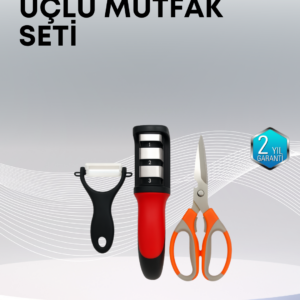 Çok Fonksiyonlu Mutfak Makas Seti – 3 Makas, Bileyici ve Soyacak Dahil