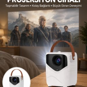 Projeksiyon Ev Sineması Bluetooth 4k HD Kaliteli Görüntü Kumandalı Yeni Nesil