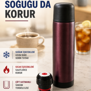 Paslanmaz Çelik Vakumlu Termos Sıcak ve Soğuk İçecek Termosu
