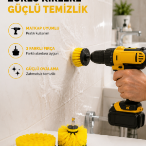 3’lü Matkap Ucu Fırça Seti – Derinlemesine Temizlik, Tüm Yüzeylerle Uyumlu Yeni Nesil