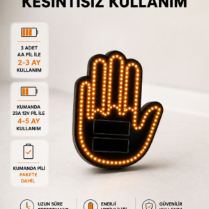 Pilli Led Işık Araç Camı İçin Uzaktan Kumandalı El Simgesi