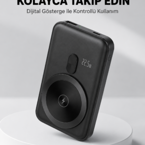 LCD Ekranlı Kablosuz Powerbank Type C ve USB Çıkışlı Yeni Nesil