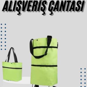 Katlanabilir Tekerlekli Çantalı Çarşı Pazar Arabası Alışveriş Çantası Piknik Çantası