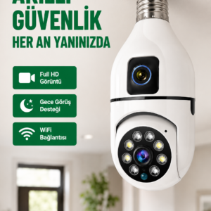 WiFi Ampul Güvenlik Kamerası 1080P Full HD Gece Görüşlü ve Hareket Algılamalı