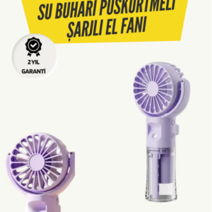 Mini Masaüstü ve El Tipi Buğu Fanı – Su Depolu, Şarj Edilebilir, Nemlendirici Özellikli