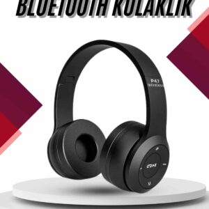 Bluetooth Kablosuz Kulaklık Siyah Wireless 5.0 Kulak Üstü Uzun Pil Ömrü