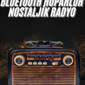 Nostaljik Görünümlü Ahşap Radyo TF SD USB Girişli Led Fener Işıklı