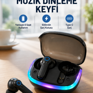 ENC Mikrofonlu Bluetooth 5.4 Kablosuz Kulaklık 40ms Düşük Gecikmeli TWS Kulaklık