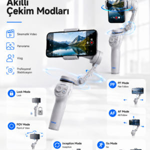 3 Eksen Telefon Sabitleyici Canlı Yayın Vlog Mobil Video Çekimi İçin Profesyonel Gimbal