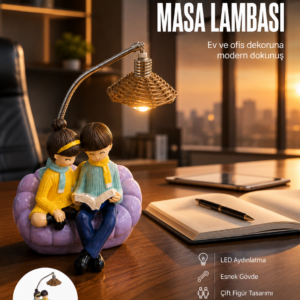 Romantik Çift Temalı Dekoratif Masa Lambası Yumuşak LED Işık