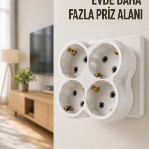4’lü Priz Çoğaltıcı Kablosuz Duvar Tipi Direkt Prize Takılan Priz Çoklayıcı