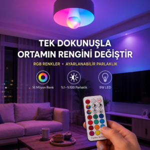 Kumanda Destekli Çok Renkli Akıllı LED Ampul Yeni Nesil