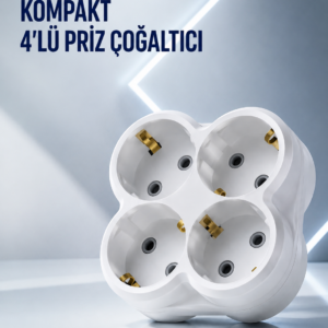 Duvar Tipi Priz Çoğaltıcı 4 Çıkışlı Kablosuz Kompakt Priz Adaptörü