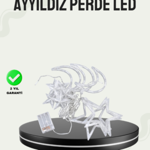 Prizli Yıldız Ay Perde LED Işık Ev ve Organizasyon Dekoru